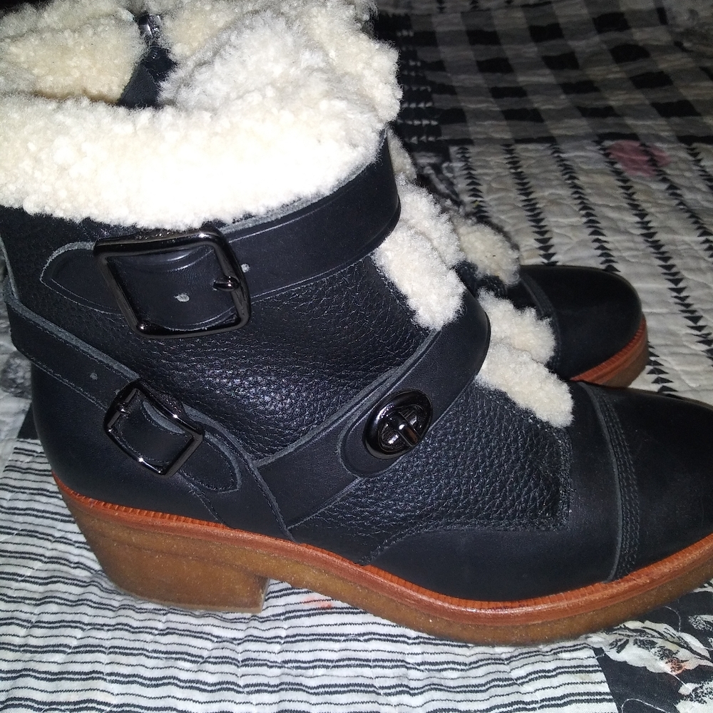 Coach Boots Preston Shearling Moto size 10 very warm guc